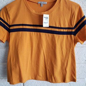 Gold with Blue Stripe Cropped Tee